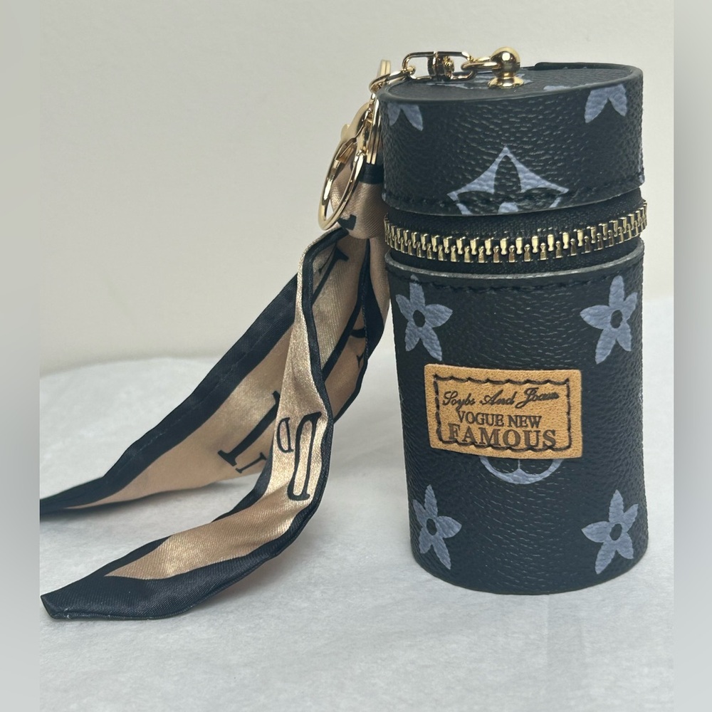 Elegant Designer Print Cylinder Pouch with Scarf - Picture 3 of 15